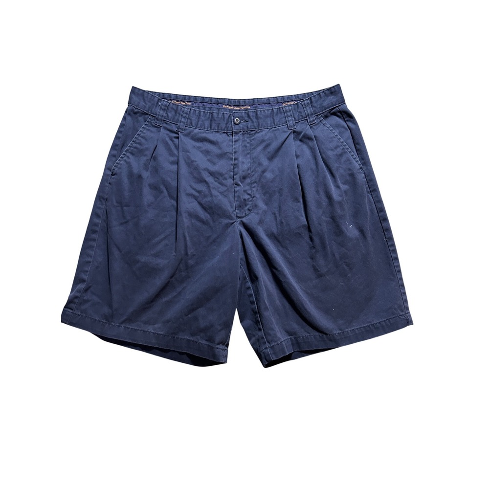 Duck Head Chino Shorts Mens 38 (Fits 35) Navy Blue Pleated Front 100% Cotton